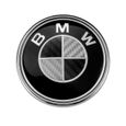 KIT 7 Badge LOGO Embleme BMW Fibre de Carbone Noir Blanc 82mm Capot + Coffre 74mm +Volant + 4 68mm centre de roue-1