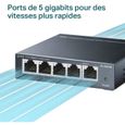 Switch Ethernet Gigabit - TP-LINK - 10/100/1000 Mbps - 5 ports RJ45 metallique - Switch RJ45 - TL-SG105-1