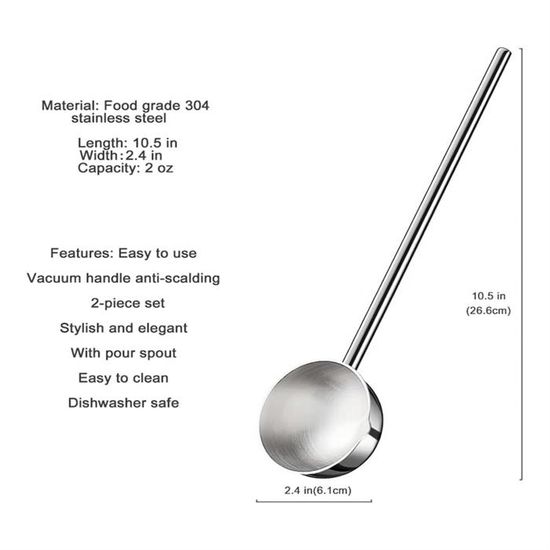 Cuillère à Sauce Bec Verseur Acier Inoxydable - Louche Pratique Pour Cuisine, Soupes, Crêpes - 18.5cm