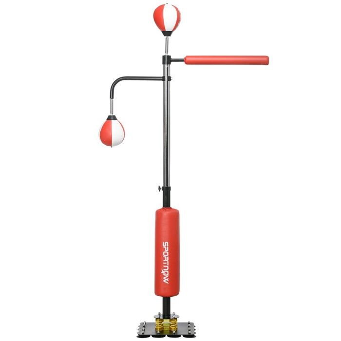 Speed Bag Réflexe Debout – Sac De Frappe 130-152 Cm Réglable – Orange PVC/Métal/PU
