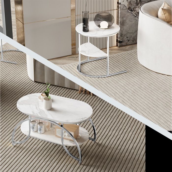 Table Basse Marbre Argent