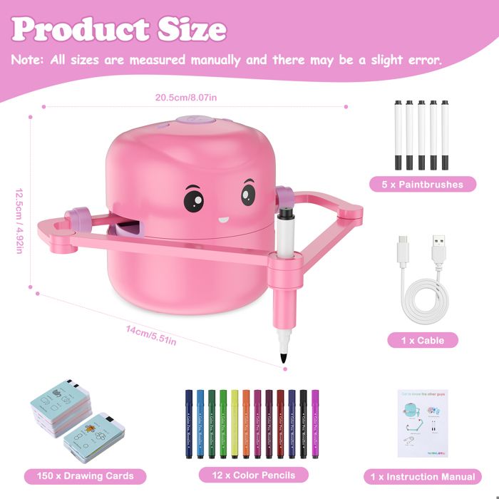 Robot De Dessin Interactif Pour Enfants – 1800 MAh, 100 Cartes, 2 Stylos – Bleu, Créatif Et Éducatif