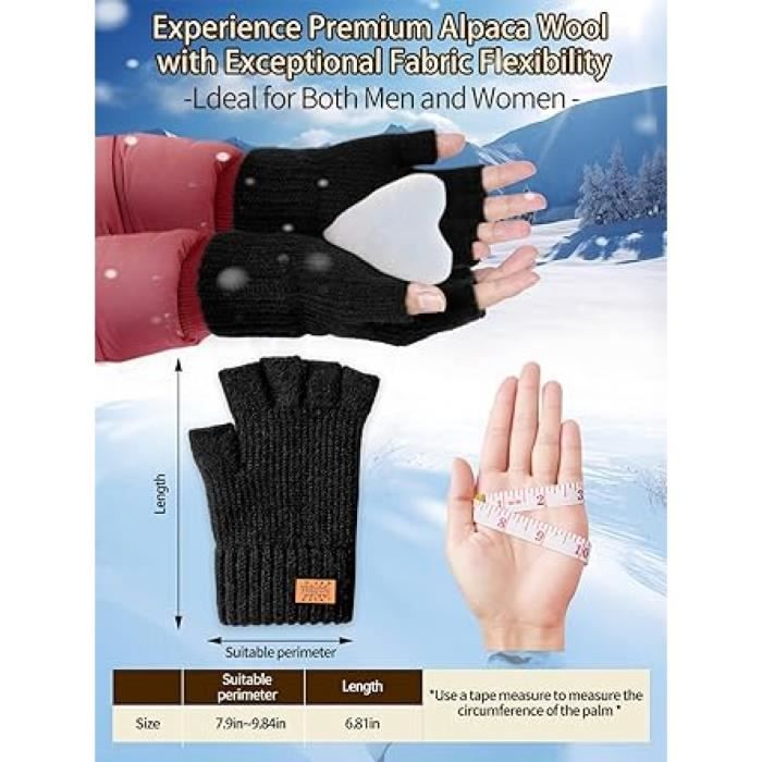 Gants Ordinateur Bureau Gants Demi-Doigts Tricotés BEIRCOIN