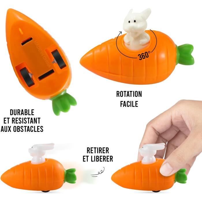 Lot De 12 Lapins à Remonter Avec Carotte – Jouets De Pâques à Friction – Cadeau Parfait Pour Garçons Et Filles