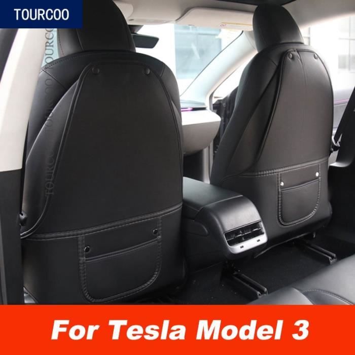 1 pièces Rouge - Protecteur de dossier de siège en cuir PU, Tapis de  protection pour Tesla modèle 3 Y, Noir