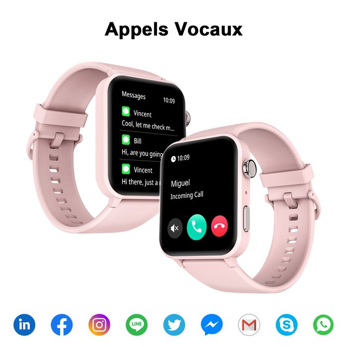 Montre Connectée Femme Homme, Smartwatch avec Appel et SMS 1.7” Montre  Tactile Bracelet Connecté Sport 28 Modes IP67 Podomètre Moniteur Cardiaque  Sommeil Trackers d'activité pour Android iOS (Or) : : High-Tech