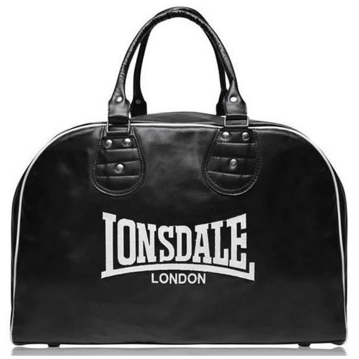 Grand Sac de sport Homme Vintage en Cuir Lonsdale Noir noir