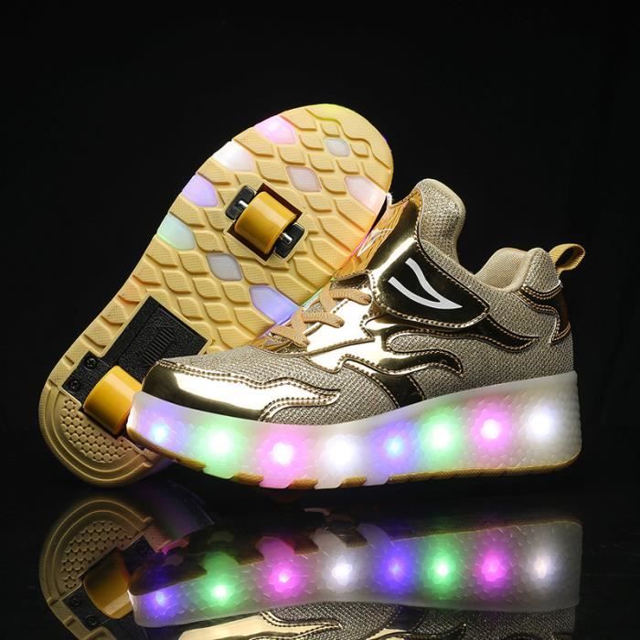 Chaussures Roulette Enfant Baskets Garçons Filles Skateshoes USB Charge  Double Roues Or Chaussures LED - Achat / Vente Basket Enfants Chaussure LED  - Cdiscount