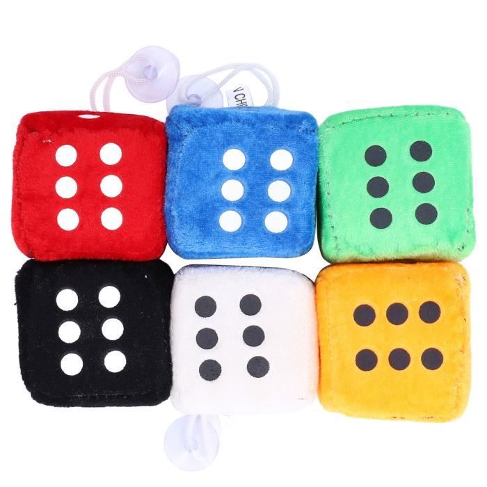 Suspendus Fluffy Dice Pendentif De Voiture Noir Fuzzy Dés en Peluche avec des Points Rétro Carré Suspendu Ornement De Voiture Intérieur Accessoires Décoration De La Maison