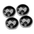 KIT 7 Badge LOGO Embleme BMW Fibre de Carbone Noir Blanc 82mm Capot + Coffre 74mm +Volant + 4 68mm centre de roue-2