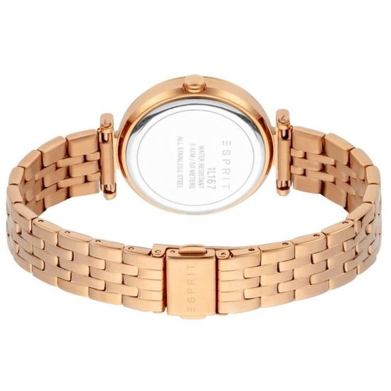Montre Femme Esprit ES1L298M0055 - Boîtier Acier Doré 32 Mm - Cadran Argenté - Bracelet Acier - Étanchéité 5 ATM