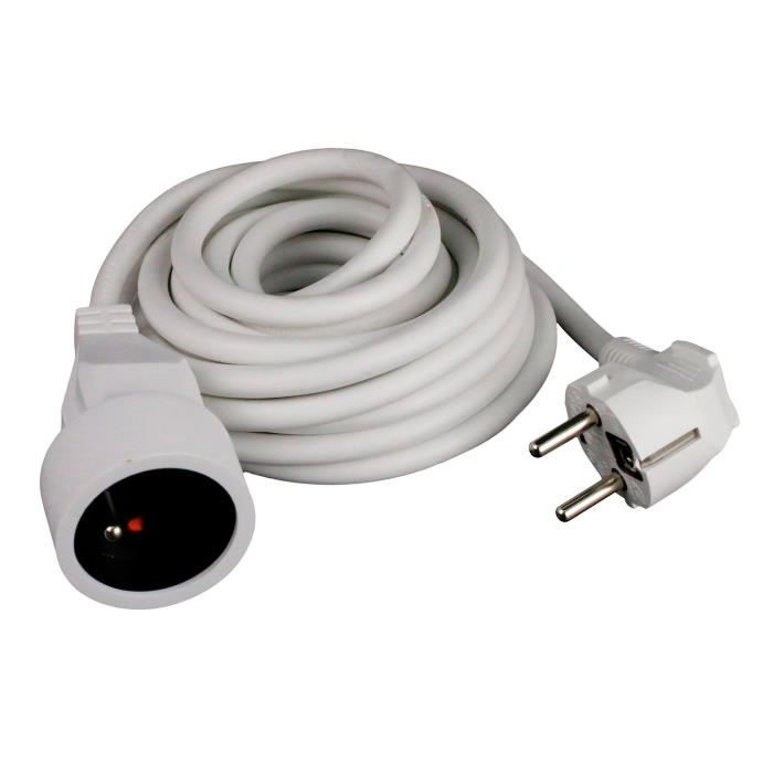 Rallonge électrique 10m H05VV-F 3G1,5 blanc