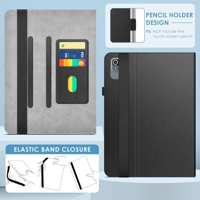HOLIMET Étui Pour IPad 11ème Génération 11 Pouces 2025 (A16) Avec Porte-stylo, IPad 10ème Génération 2022 10,9 Pouces En Cuir PU, Coque Arrière En TPU, Protection Antichoc, Auto Sommeil/réveil - Bleu