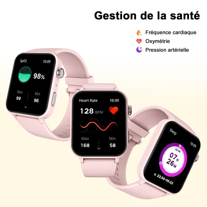 Montre Connectée Femme Homme, Smartwatch avec Appel et SMS 1.7” Montre  Tactile Bracelet Connecté Sport 28 Modes IP67 Podomètre Moniteur Cardiaque  Sommeil Trackers d'activité pour Android iOS (Or) : : High-Tech