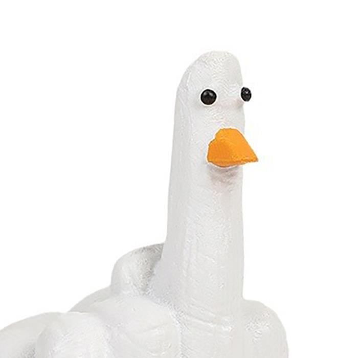 Figurine Canard Motard Rebelle – Club Des Vieux Cons – Statue Humoristique Doigt D’honneur – Déco Cadeau