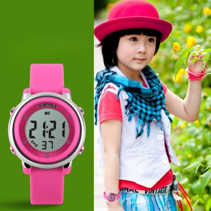 SHARPHY Montre enfant fille LED numérique feux de fond colorés