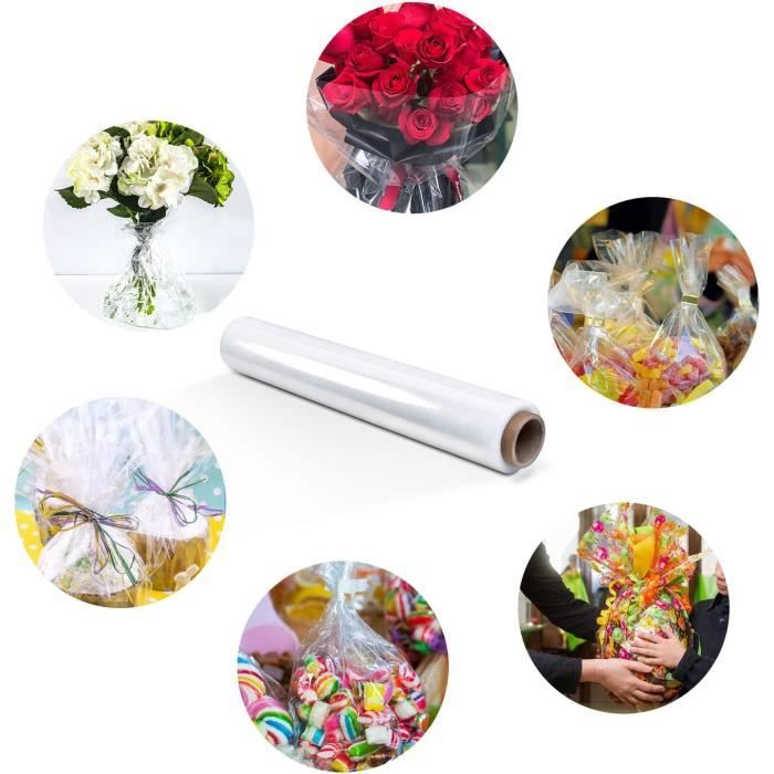 Rouleau Cellophane Transparent 80cm X 30m - Papier Emballage Cadeau, Fleurs, Aliments | OPP