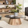 Table basse ronde en bois recyclé noir - MACABANE ANDREA - 90x90cm-3
