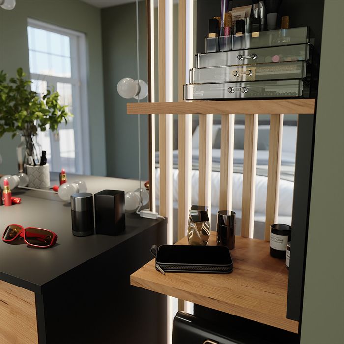 Étagère D’angle 4 Niveaux – Industrielle – Anthracite Et Bois – Neuf