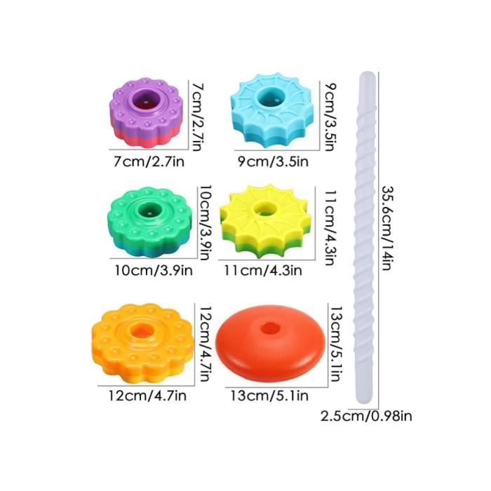 Jouets d'anneaux empilables pour bébé Jouet à empiler 1/2 pièces Jouets  sensoriels colorés Enfant Spin and Stack Toddler Stacker - 2