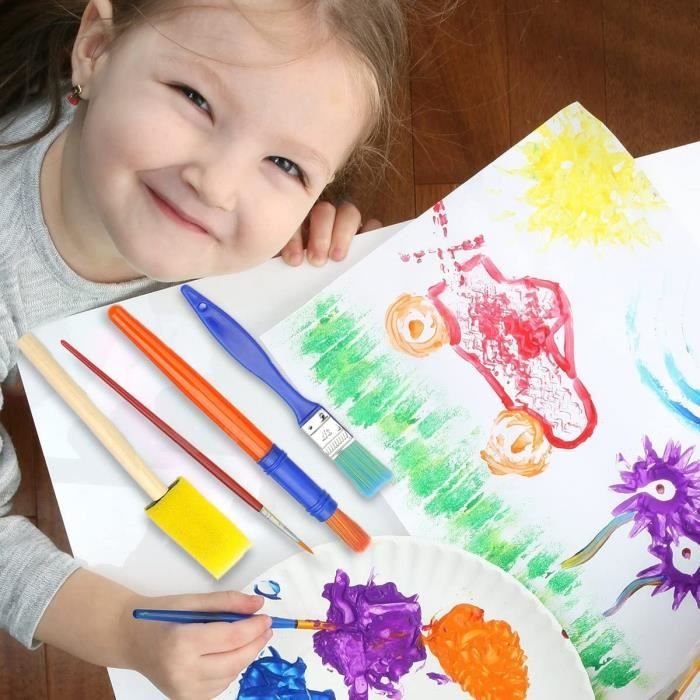 Ensemble de 30 pinceaux en éponge, outils artistiques en mousse et EVA, kit peinture pour apprentissage précoce enfants . - Jeux - Jouets