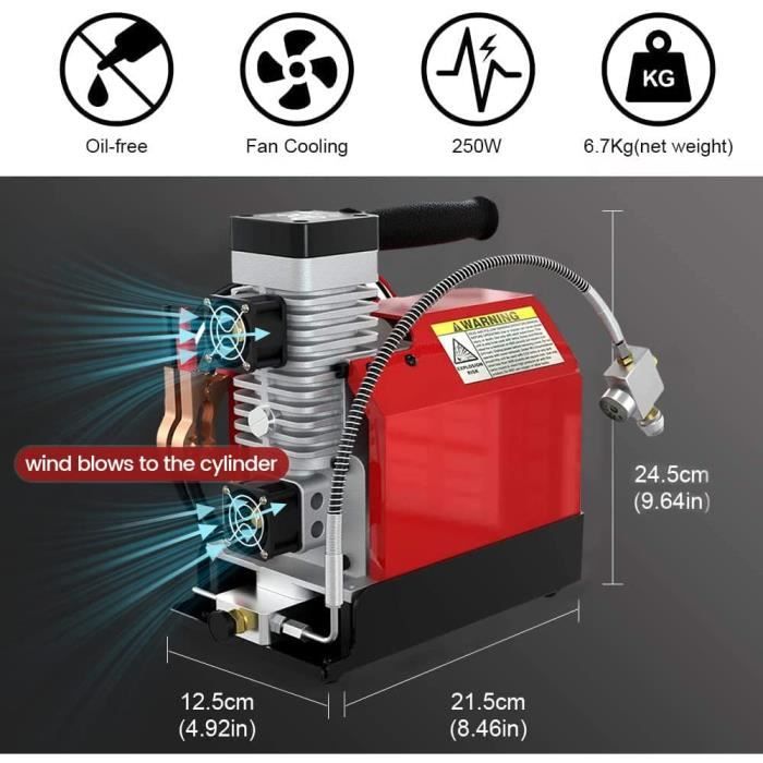 Pompe à Main PCP 4 étages 4500 PSI - Pour Carabines à Air, Pneus - Manomètre Et Séparateur Eau/huile Inclus - 7