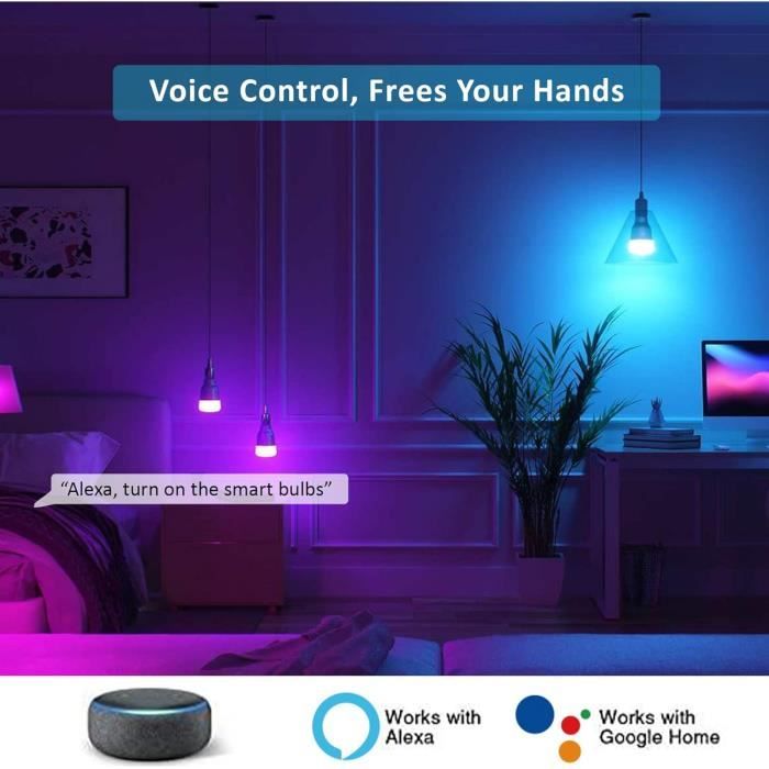 Ampoule Connectée LED WiFi, Dimmable GU10 5W RGB, compatible Alexa