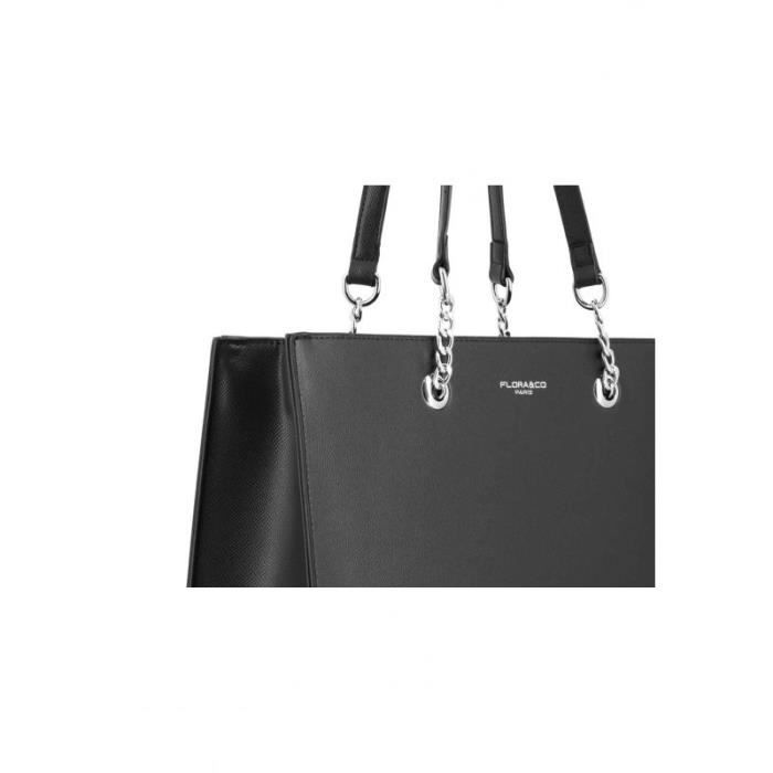 Sac A Main Femme Chaine Similicuir Graine Rigide Forme A4 Noir Flora Co Paris NOIR Cdiscount Bagagerie Maroquinerie