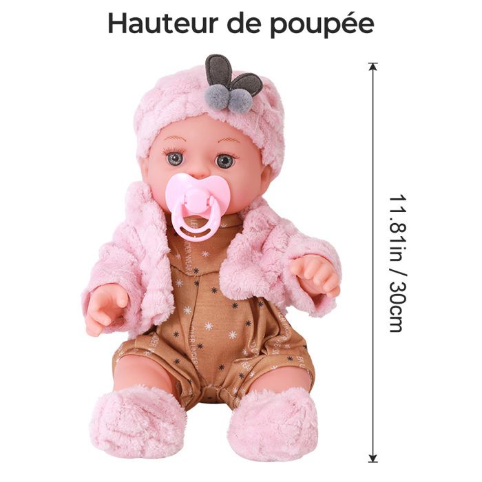 Poupon Poupee bebe 12 pouces interactive silicone Doll nouveau-ne enfant  Mignonne Jouet playmate Cadeau-a3