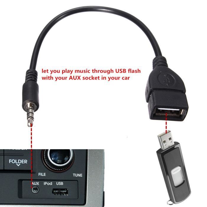 TEMPSA 3.5mm Mâle Audio AUX Jack Vers USB 2.0 A Femelle