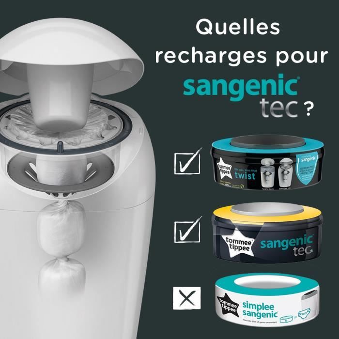 Sangenic Tec Recharge Pour Poubelle Bac A Couches Tommee Tippee :  : Bébé et Puériculture