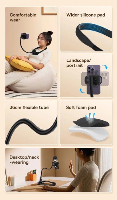 Support De Téléphone Pliable Zqxnt – En Cuir PU, Poignées Antidérapantes, 2 Fentes Pour Cartes – Pour Films, Appels Vidéo, Travail