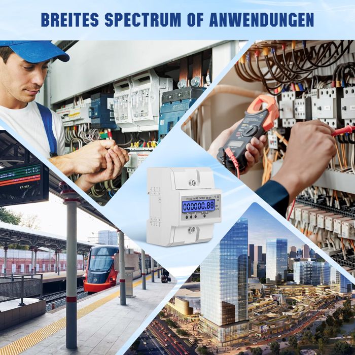 Compteur Alternatif électrique Triphasé OCS.tec ZS1 380V-400V - Wattmètre Rail DIN, Neuf