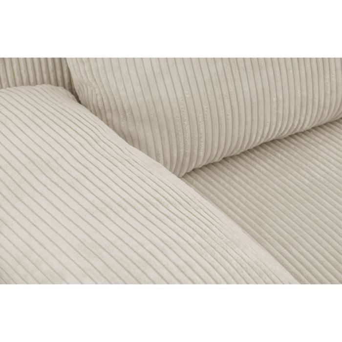 Canapé D'angle à Droite Convertible 3 Places Avec Coffre En Velours Cotele Beige   Arty