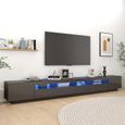 581NEUVES Meuble TV avec lumières LED - Living Banc TV Multifonction - Table pour Salon Unité murale Gris brillant 300x35x40 cm-0