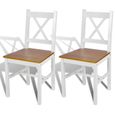 80993-Vintage Chaise de cuisine - Chaises de salle à manger 2 pcs Blanc Bois de pin - Fauteuil de Relaxation - Moderne-0