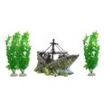 4 pièces / pack décoratif réaliste sûr haute Simulation bateau eau herbe ensemble réservoir de poisson décor Aquarium décoration  -0