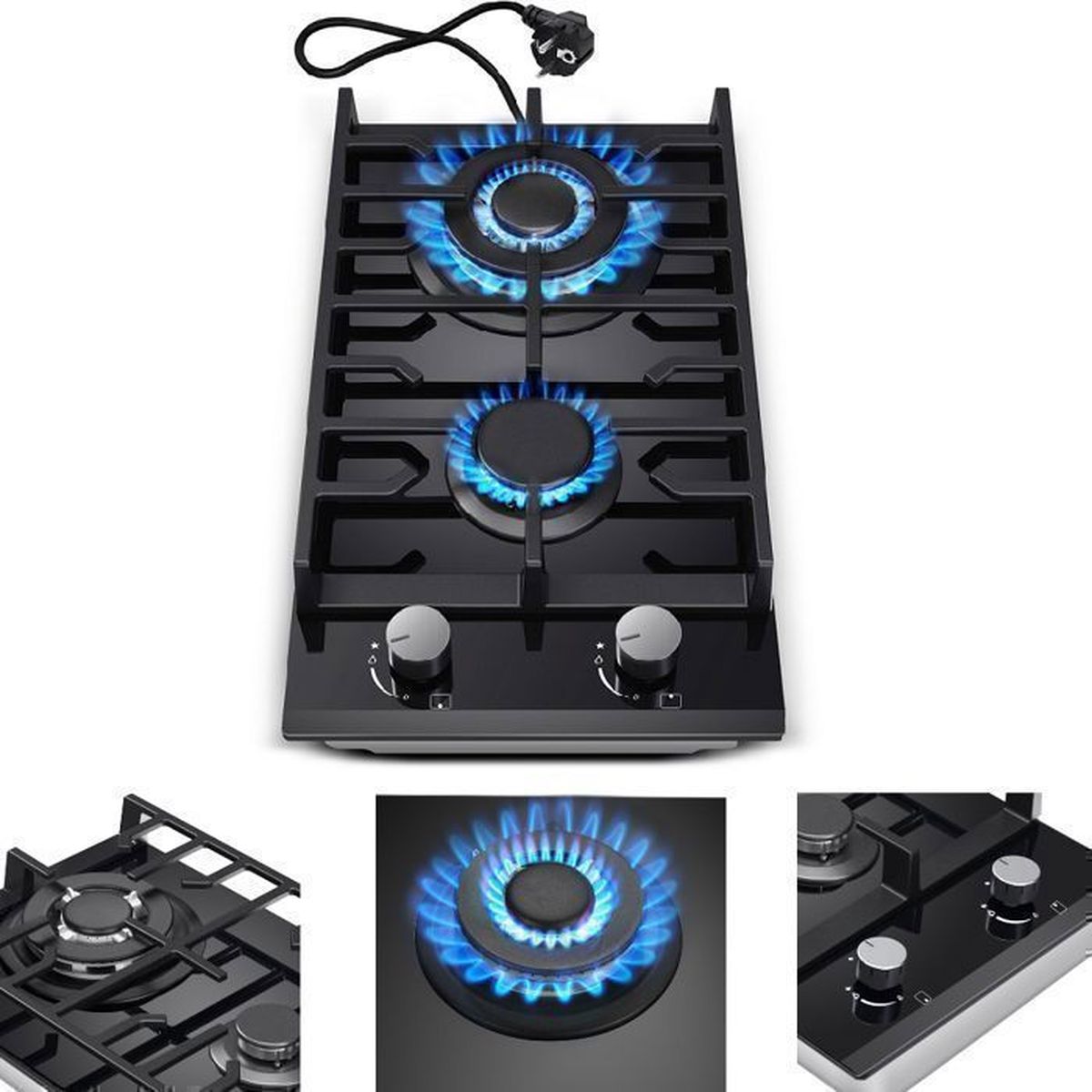 TopStrong Table de cuisson à gaz Conception intégrée 2 brûleurs