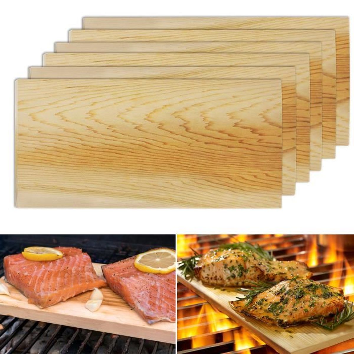 Planches à Fumer En Hêtre - Lot De 4 Pour Barbecue, Arôme Fumé Maison