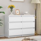YITAHOME Commode en Bois à 6 Tiroirs avec Glissières - Table de Chevet - 100 x 30 x 70 cm , Blanc