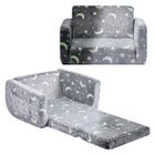 Canapé Convertible pour Enfants 2-en-1-Duoku-Fauteuil Chaise Longue Pliable et Confortable-Luminescent-avec Accoudoirs-Gris