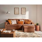 BESTMOBILIER Cyrus - canapé d'angle réversible 4 places - convertible avec coffre - en velours côtelé - Terracotta