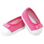 PETITCOLLIN Ballerines roses et blanches avec nœud rose pour poupée taille 39 / 40 / 44 / 48 cm