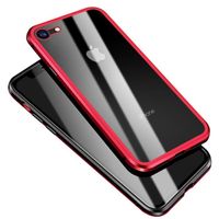 Coque iPhone SE (2020), Housse Étui Adsorption Magnétique Double face Verre trempé Couverture pour iPhone SE (2020) 4.7" -Rouge
