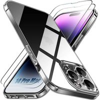 Coque + 2 Vitres pour iPhone 14 Pro Max (6,7") Silicone Transparent Premium Souple Antichoc