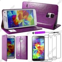 ebestStar ® pour Samsung Galaxy S5 G900F et S5 New G903F Neo - Etui portefeuille Luxe + Mini Stylet + 3 Film Écran, Couleur Violet