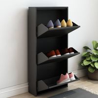 Meuble à chaussures Sokndal à 3 tiroirs inclinables noir - EN.CASA - Meuble d’entrée - Contemporain - Design