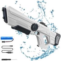 Pistolet à eau pour enfants et adults pistolet à eau électrique d'été Jeux d'eau d'été chargement USB - blanc