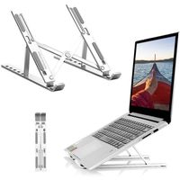 Support d'ordinateur portable réglable pliable Stand Laptop antidérapant support de tablette en alliage d'aluminium argent