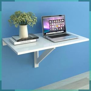Table Pliante Murale 100x50 Cm - Bureau Ou Table à Manger Escamotable | Finition Pierre Blanche - 11